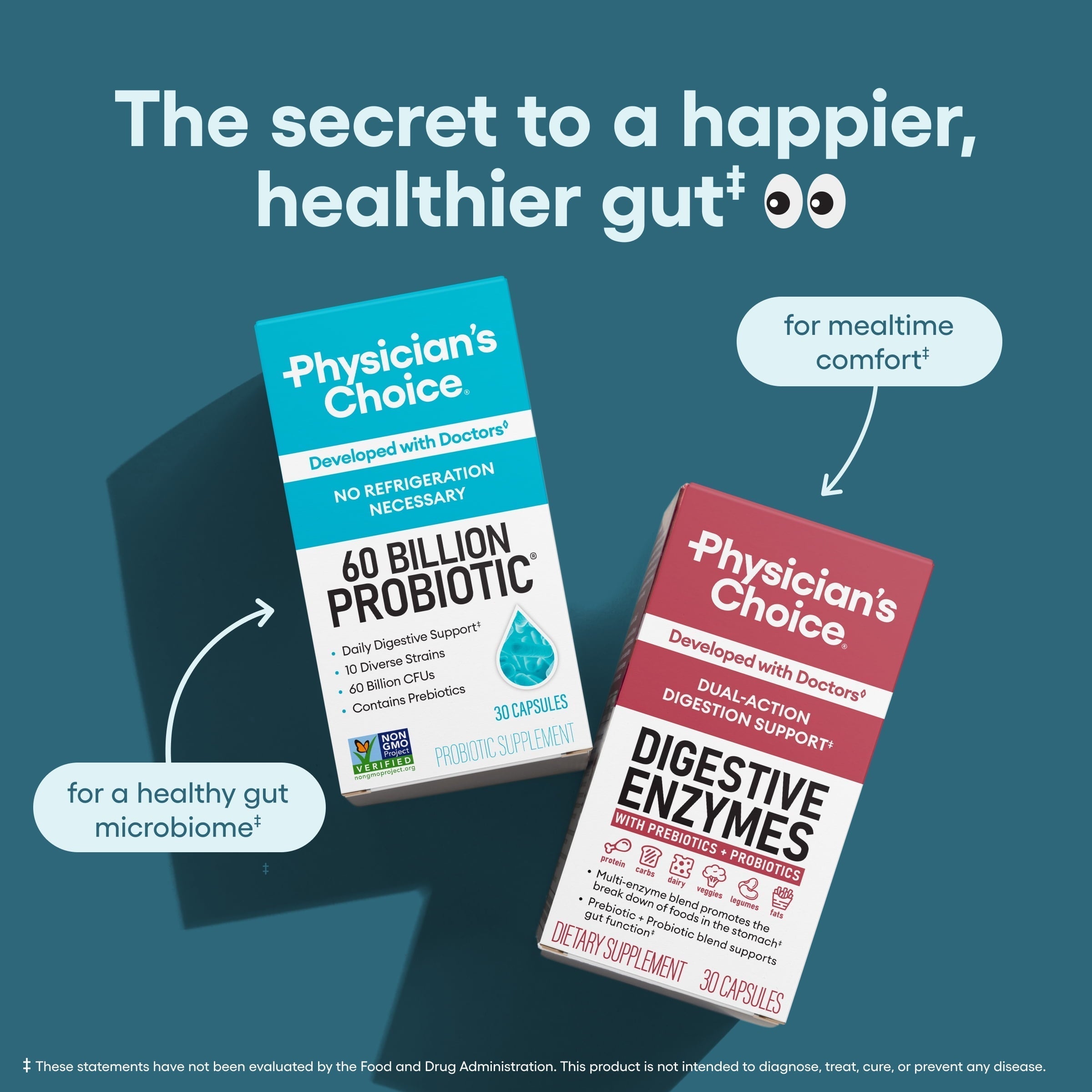 Physician’s Choice 60 Billion Probiotic for Women and Men, 30 Count, Digestive & Gut Health-Shop