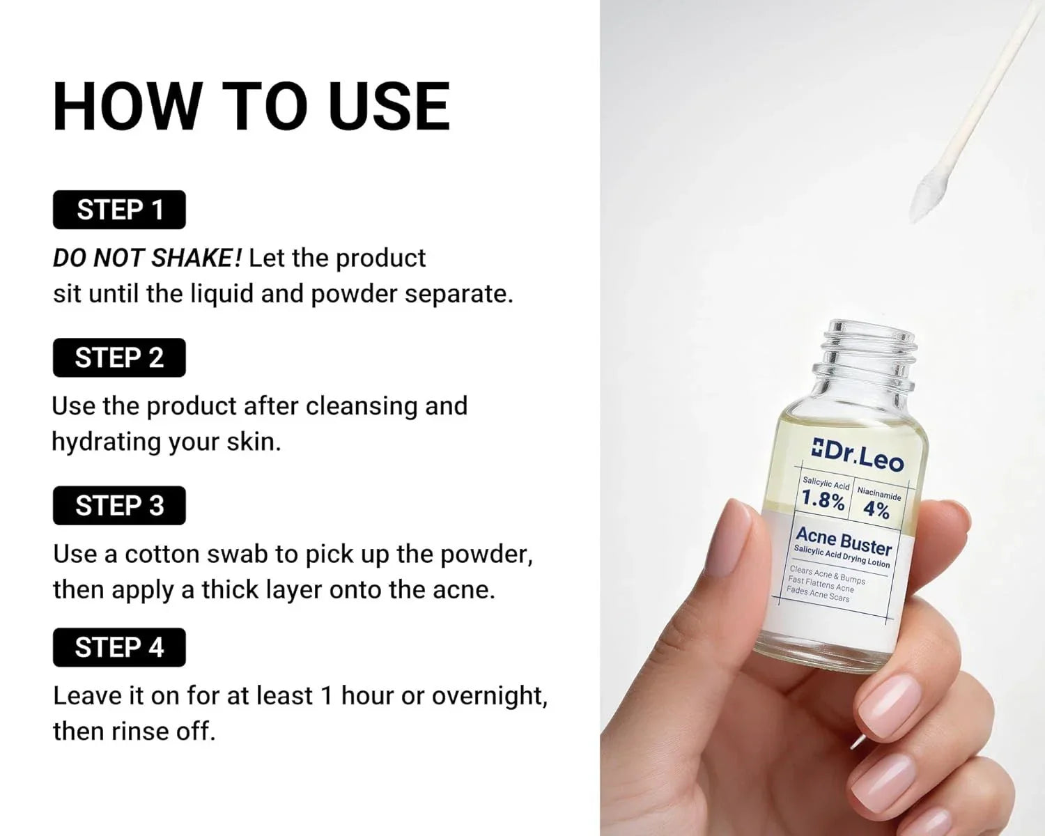 Dr. Leo 1.8% Salicylic Acid Drying Lotion – Acne Treatment for Face, 0.34 fl oz
